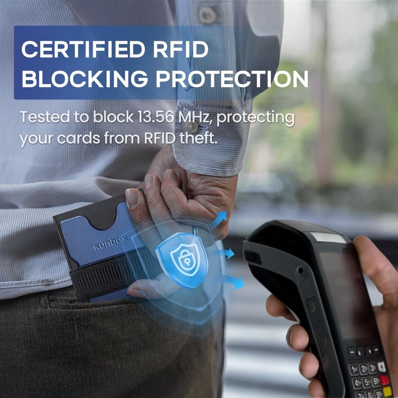 RUNBOX Mens Business Card Holder, Slim Card Wallet for Men and Women, Minimalist RFID Blocking Wallet with Pop-Up Function, Thin Design, Metal Cases Holds 6+6 Cards, Gifts for Men, Men's Accessories - Image 5